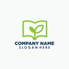 book and plants logo template, plants education logos