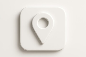 A soft white 3D location pin icon on a rounded square button, symbolizing navigation, maps, positioning, and place-related interface actions.