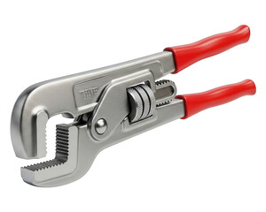 Professional adjustable water pump pliers feature silver metal construction with ergonomic red gripping handles