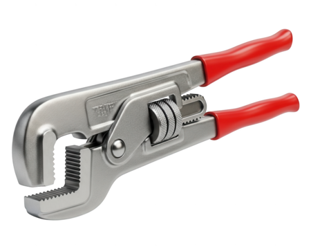 Professional adjustable water pump pliers feature silver metal construction with ergonomic red gripping handles