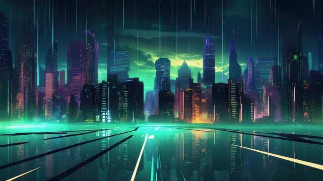 smart digital city and big data connection technology concept illustrated animation