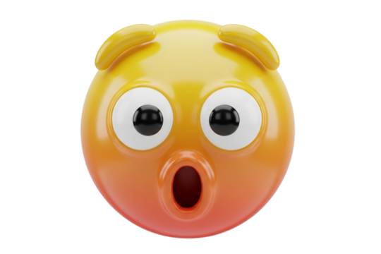 Shocked emoji transparent image with wide eyes and open mouth expression