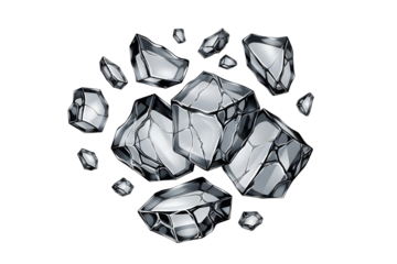 Illustrative broken ice crystal pieces in a transparent image composition suitable for design projects