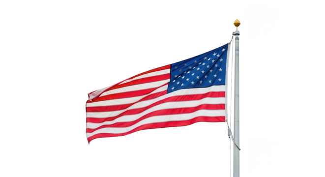 American flag waving on a flagpole, a patriotic symbol of the united states