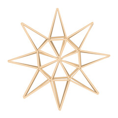 Christmas straw star or sun decoration element. Ukrainian and Scandinavian himmeli hanging straw holiday decoration. Vector isolated illustration.