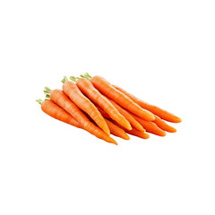 Heap of fresh carrots with green tops