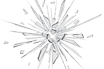Obraz premium Explosion of clear glass shards on a transparent background, abstract