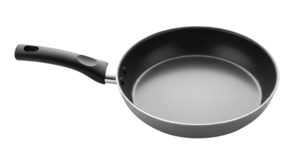 Domestic cooking utensil featuring a nonstick surface and ergonomic handle displayed against a dark background