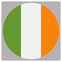 Circular ireland flag icon showcasing national identity isolated on white background, Vector © Nure alom