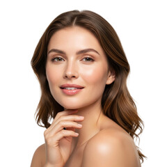Fototapeta premium Beautiful woman with long hair posing gracefully for portrait shoot