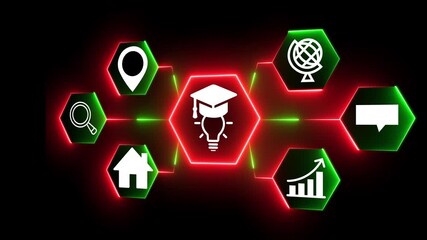 E-learning and online education concept on the transparent background. Showcasing internet technology for business improvement . Motion graphics of online education idea. 4k video animation.