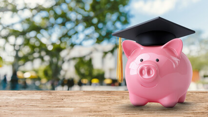 Use a piggy bank for future education savings, created AI