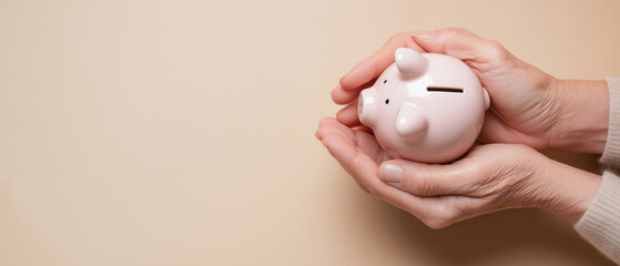 Savings help with using a piggy bank to store money, created AI