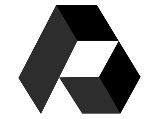 abstract a letter logo with 3d cube symbol