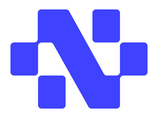 abstract n letter logo design for ai technology company