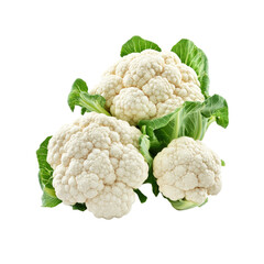 Three heads of white cauliflower