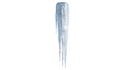 Transparent icicle drapes downward with sharp points, AI, PNG
