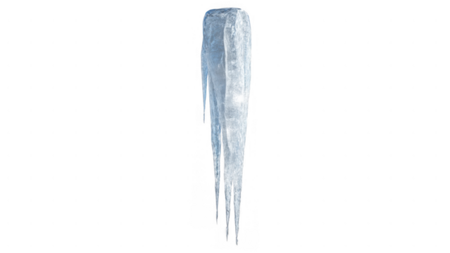 Transparent icicle drapes downward with sharp points, AI, PNG