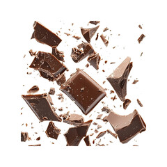 Exploding chocolate chunks on black