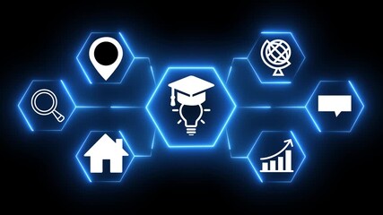 E-learning and online education concept on the transparent background. Showcasing internet technology for business improvement . Motion graphics of online education idea. 4k video animation. - Powered by Adobe