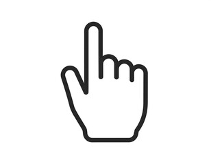 Obraz premium Stylized hand illustration raised index finger, black outline on a white background