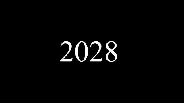 Year 2000 to 2028 Timeline Counter Animation on Black Background 4K