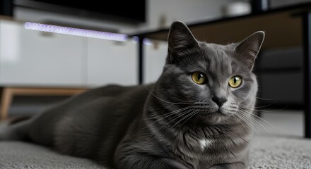 Naklejka na ściany i meble Cute Grey cat at home