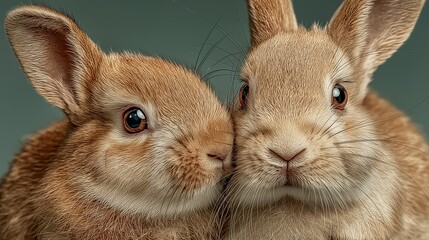 Two rabbits shown in close detail support pet industry marketing, animal care, breeding services, veterinary promotion, and small animal product advertising. Image highlights commercial relevance