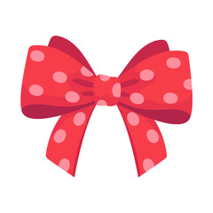 Red Polka Dot Bow Illustration for Gifts and Decoration