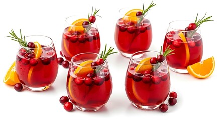 Vibrant refreshments cranberry drinks with orange slices
