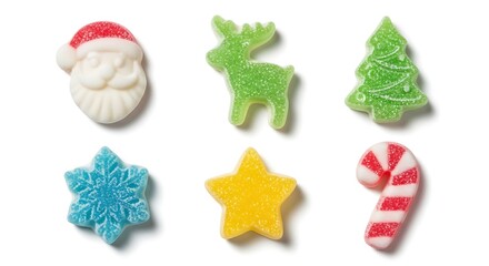 Christmas candies assortment on white background studio shot