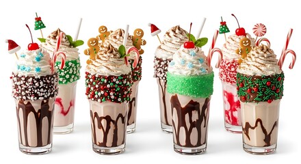 Festive milkshakes holiday treats with creamy toppings