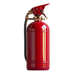 Obraz premium Detailed depiction of a fire extinguisher with smooth curves and subtle metallic finish, isolated on transparent background, PNG Cutout