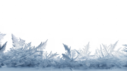Frosted leaves evoke a cool, icy winter scene, AI, PNG