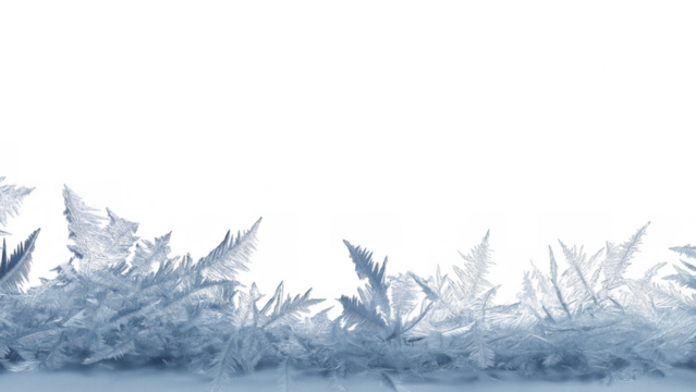 Frosted leaves evoke a cool, icy winter scene, AI, PNG