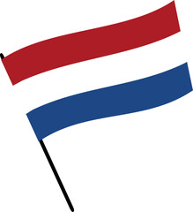 The national flag of the Netherlands on flagpole. Vector illustration with transparent background.