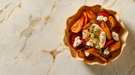 Colorful mixed vegetable salad with fresh greens, tomatoes, cucumbers, and herbs, light, refreshing, and full of flavor.