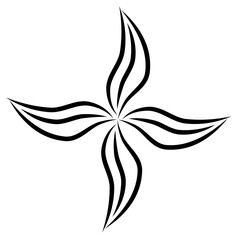 Abstract floral line art illustration with curved petals. Modern minimalist flower design for tattoo ideas, logo branding, Mandala element and printable wall art.