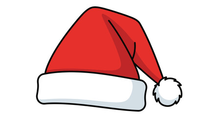 Cartoon drawing of a classic red and white santa claus hat isolated on