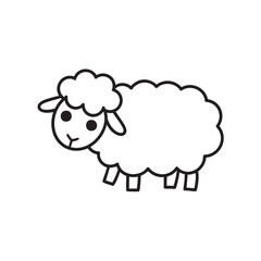 Obraz premium Outline drawing of a cute cartoon sheep with fluffy wool lamb animal
