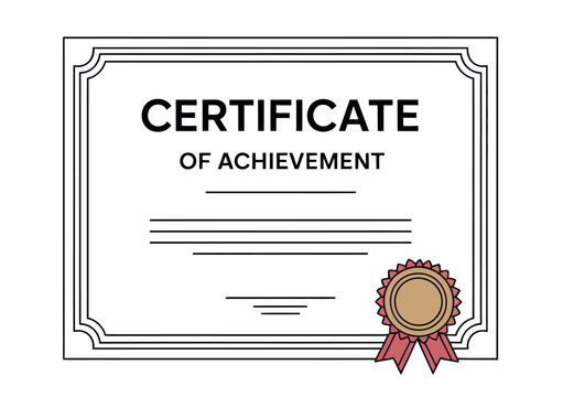 A certificate of achievement with a decorative ribbon and seal is shown, symbolizing recognition and success.