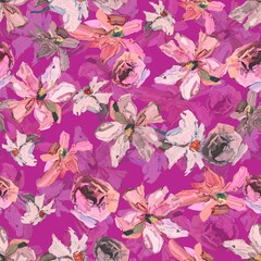 seamless floral pattern magenta colour background stock design abstract watercolor flower creative allover design new concept textile design repeat pattern fabric print design 