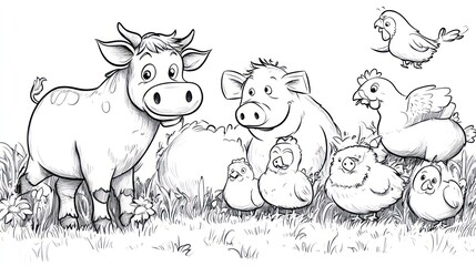 Obraz premium Farm Animals Cartoon Illustration (2)