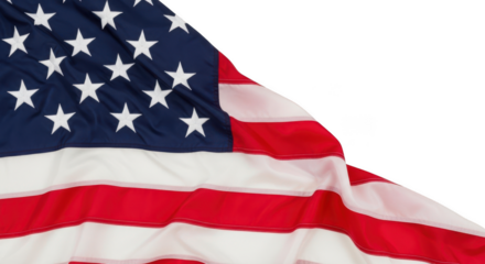 Waving american flag with prominent stars and stripes representing patriotism and freedom