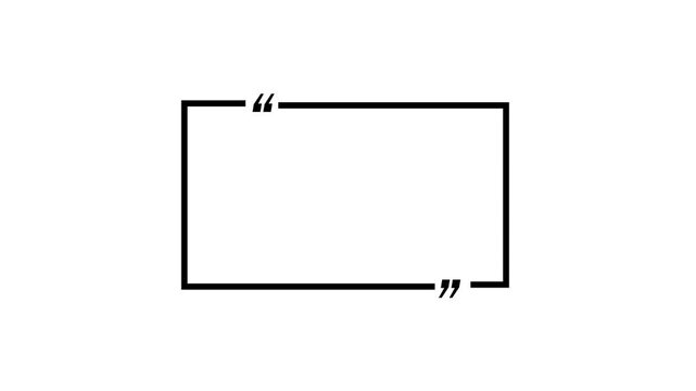 Black Quote Box with Quotation Marks on White Background text box speech bubble