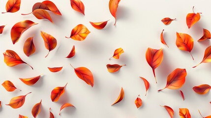 Autumn leaves pattern on white background with vibrant colors and textures