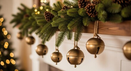Christmas Mantle Bells Holiday Home Decor with Festive Spirit.
