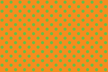 Green colour circles on Dark Orange colour background.