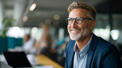 Professional caught in candid conversation or laughter with colleagues faceless businessman defocused workplace background social moment corporate interaction scene business