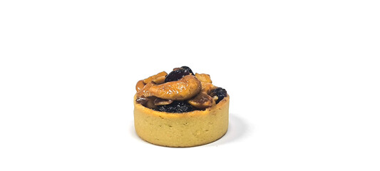 Nut tarts as a snack on a white background